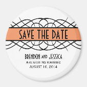 Orange Déco Flourish Save the Date Magnet (Devant)