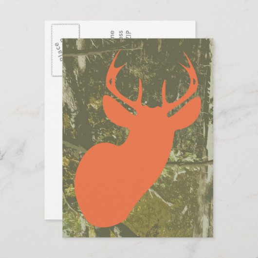 Orange Deer + Camo Anniversaire Carte postale Invi (Devant / Derrière)