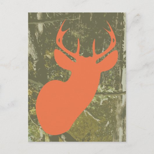 Orange Deer + Camo Anniversaire Carte postale Invi (Devant)