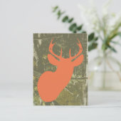 Orange Deer + Camo Anniversaire Carte postale Invi (Debout devant)