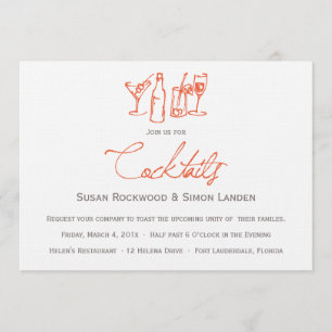 Orange des invitations   de cocktail de mariage