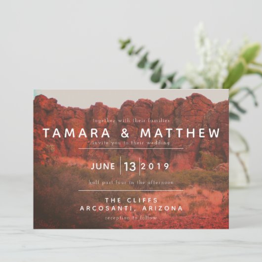 Orange Desert Rocks Invitations (Debout devant)