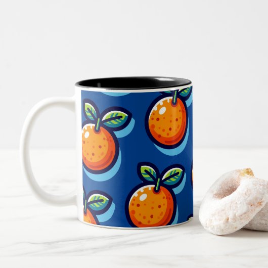 Orange design repeat pattern Coffee Mug (Avec donut)