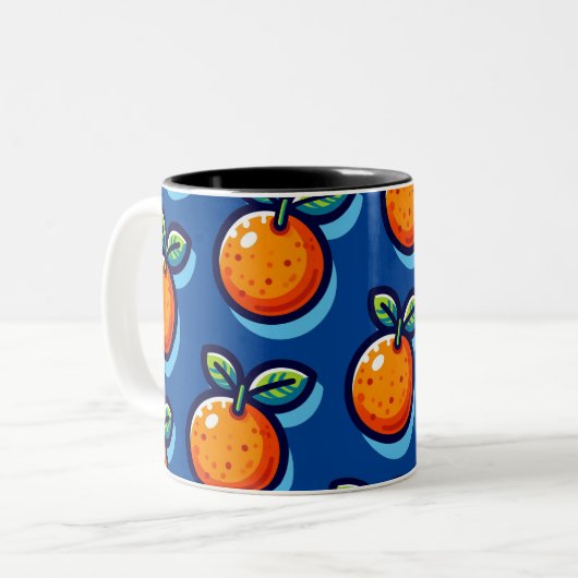 Orange design repeat pattern Coffee Mug (Devant gauche)