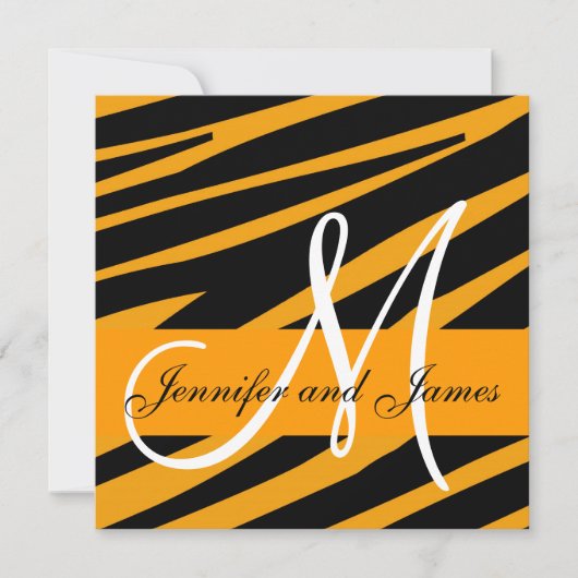 Orange d'impression de tigre Faire-part de mariage (Devant)