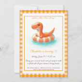 Orange Dino-Mite Anniversaire Piscine Invitation (Dos)