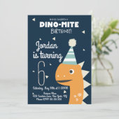 Orange Dinosaur Anniversaire Confetti Invitation (Debout devant)