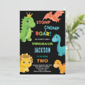Orange Dinosaur Invitations d'anniversaire (Debout devant)