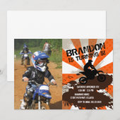 Orange Dirt Bike Invitation Anniversaire (Devant / Derrière)