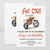 Orange Dirt Vélo 1er Anniversaire Invitation (Devant / Derrière)
