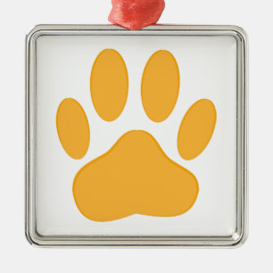 Orange Dog Pawprint Metalen Ornament