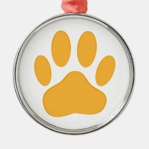 Orange Dog Pawprint Metalen Ornament