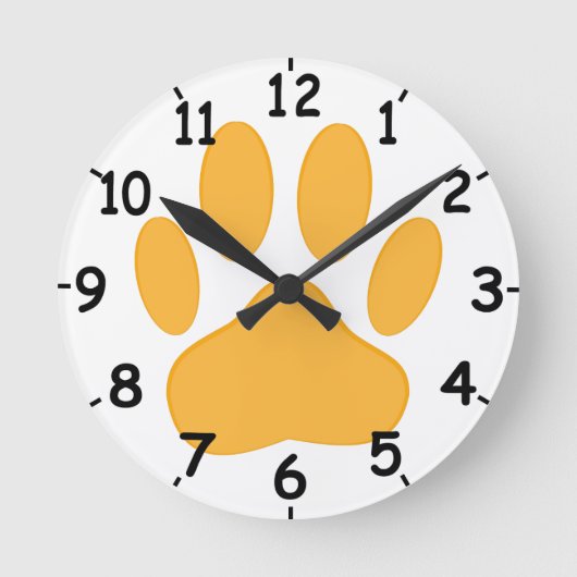 Orange Dog Pawprint Ronde Klok (Voorkant)