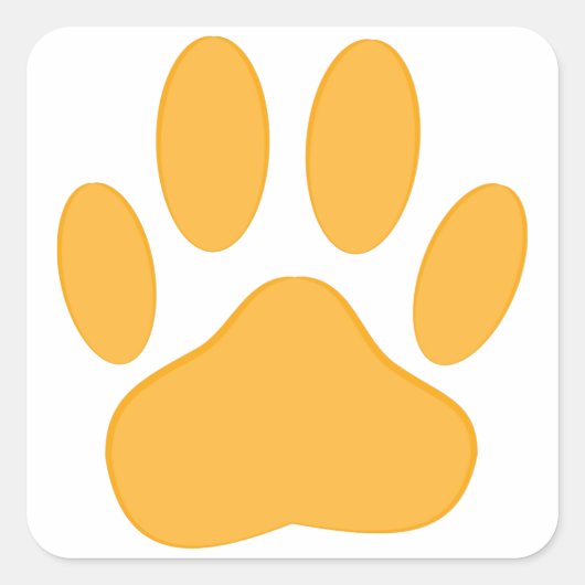 Orange Dog Pawprint Vierkante Sticker (Voorkant)