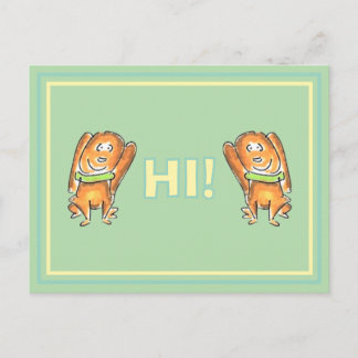 Orange Dog With A Green Collar Cartoon Postcard Feestdagenkaart