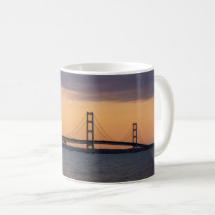 Orange Dusk Mackinac Bridge Café Mug