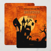 Orange Éffrayant Halloween Party Invitation (Devant / Derrière)