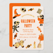 Orange Éffrayant Kid Halloween Party Invitation (Devant / Derrière)