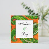 Orange électrique et Faire-part de mariage Paisley (Debout devant)