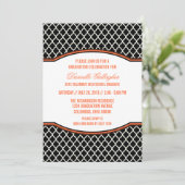 Orange Elegant Quatrefoil Graduation Invitation (Debout devant)