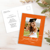 Orange Elegant Script Graduation Party Invitation