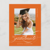 Orange Elegant Script Graduation Party Invitation (Devant)