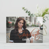 Orange Elegant Script Photo Invitation (Debout devant)