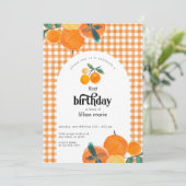 Orange En vichy Citrus Invitation d'anniversaire (Debout devant)