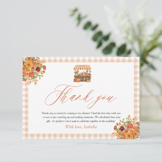 Orange En vichy Fraîche Du Carte de remerciements (Debout devant)