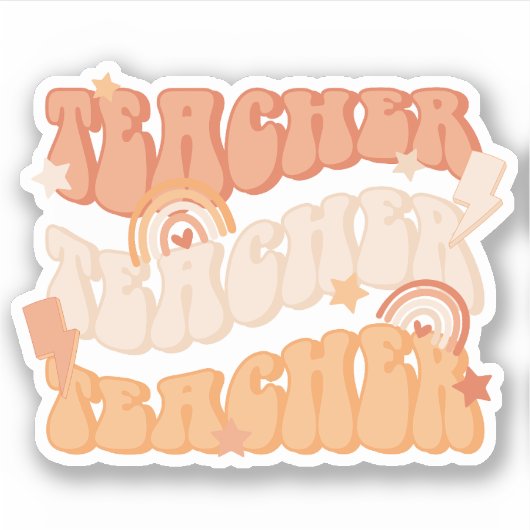 Orange Enseignant Enseignant Retro Vinyl Sticker (Devant)