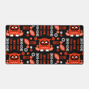 Orange Et Black Folk Art Hibou Nordique