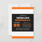 Orange et Black Team Invitation Anniversaire (Devant)