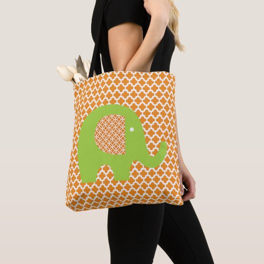 Orange et blanc avec Sac fourre-tout d'éléphant (De près)
