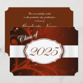 Orange et blanc Invitations de fin d'études 2025 (Devant / Derrière)