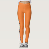 Orange et bleu Custom School Spirit Texte Leggings (Devant)