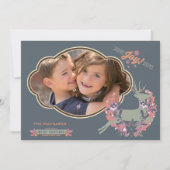 Orange et carte photo rose de vacances de Noël de (Devant)