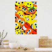 ORANGE ET JAUNE VISAGES COLLAGE POSTER (Cuisine)