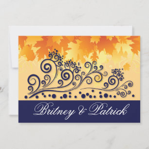 Orange et Navy Blue Fall Invitations aux mariages