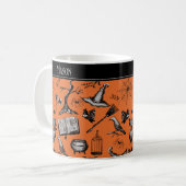 Orange et noir Éffrayant Halloween Kids Mug (Devant gauche)