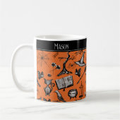 Orange et noir Éffrayant Halloween Kids Mug (Gauche)