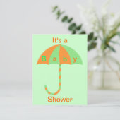 Orange et parapluie vert Baby Shower Invitations (Debout devant)