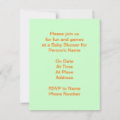 Orange et parapluie vert Baby Shower Invitations (Dos)
