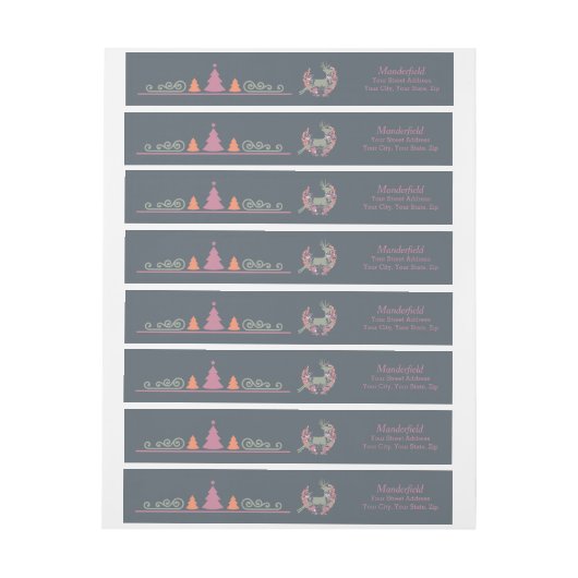 Orange et Rose Deer Noël Wraparound Étiquette (Feuille)