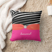Orange et rose personnalisez le Coussin Zebra élég (Couverture)