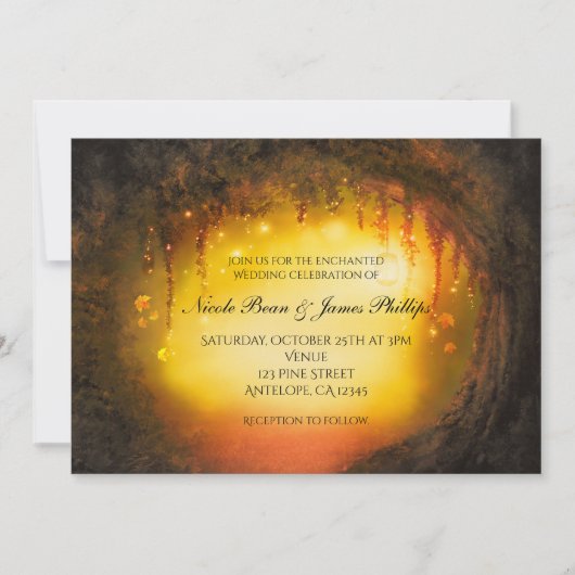 Orange Fall Rustique Enchanted Forest Invitations (Devant)