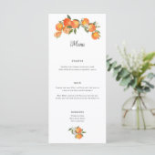 Orange Farmhouse Mariage Événement Menu plat Carte (Debout devant)