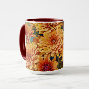 Orange Fleur Mum Nature Floral Mug Cup