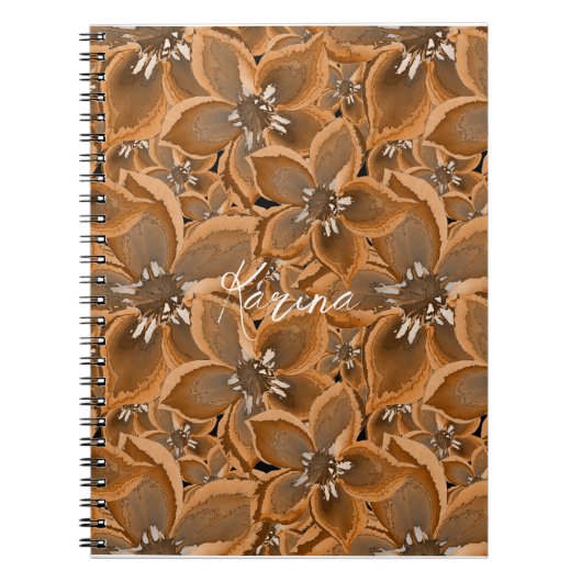Orange, fleurs d'aquarelle grise. carnet (Devant)