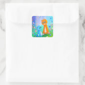 Orange Fleurs de Chat Créationarts Sticker Carré (Sac)