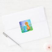 Orange Fleurs de Chat Créationarts Sticker Carré (Enveloppe)